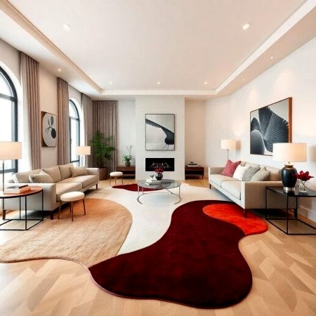 Handcrafted Abstract Red Statement Living Room Rug